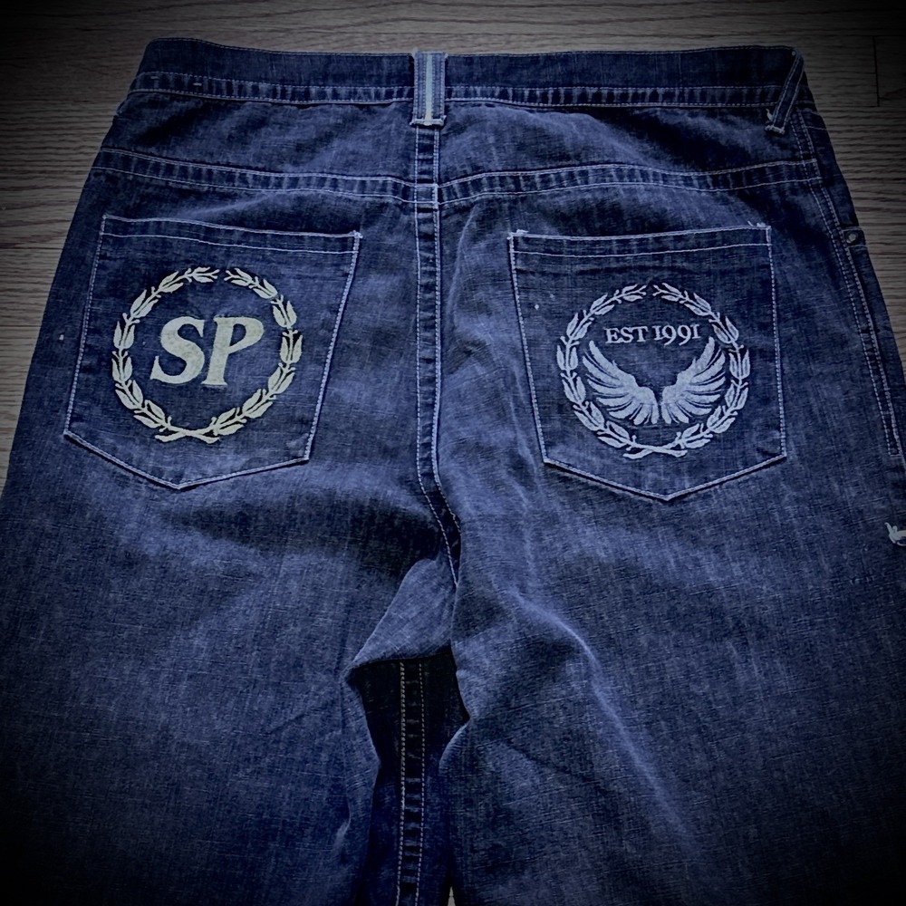 Vintage Southpole Jeans  SZ‎ 38x32 BLACK Y2K Skater Streetwear Baggy Loose